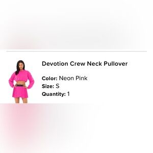 Alo Neon Pink Devotion Crewneck Pullover Size S